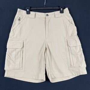 Duluth Trading Shorts Mens Medium Khaki Tan Dry on the Fly Outdoor Hiking